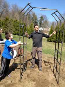 Paul and Ron put up the arbor