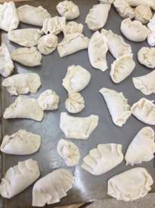 tray of finished dumplings