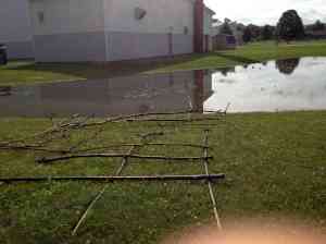 Frame fished out of the new 'lake.'