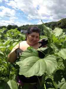 Natalia in the sunflower house