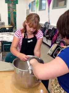 Annaleeza and Abby make dough