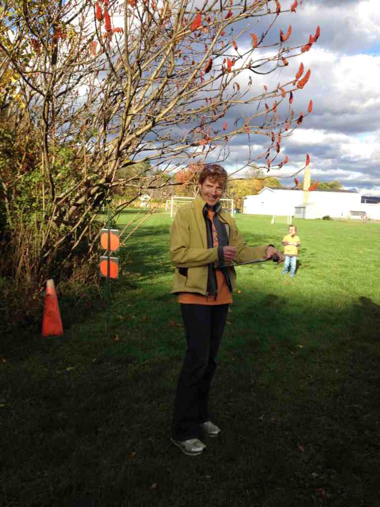 Elaine checking woods runners