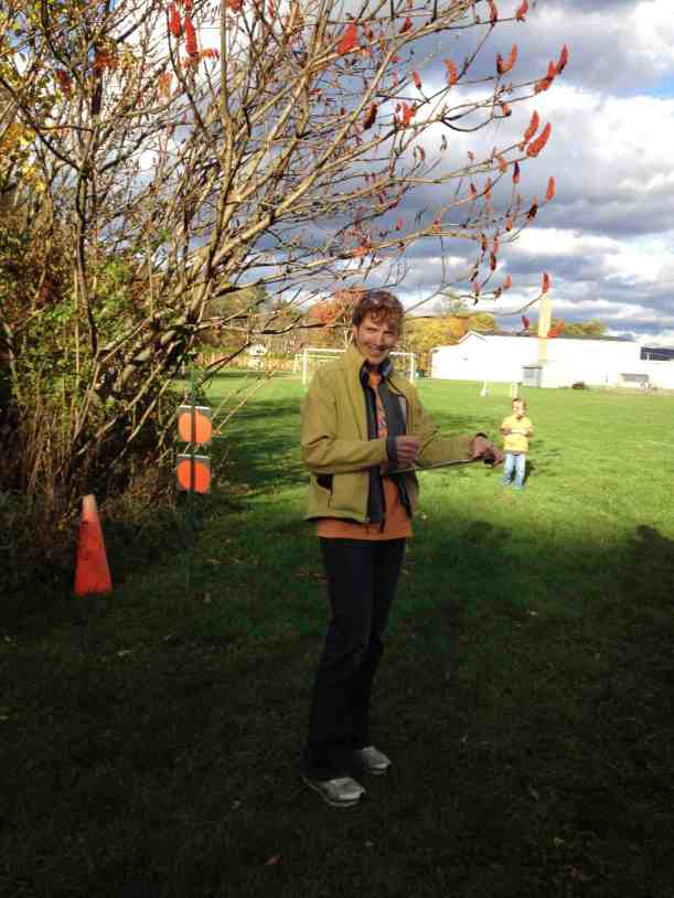 Elaine checking woods runners