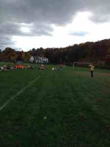 Russell Williams and Elaine leading warmup