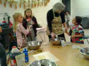 Giving out kale salad