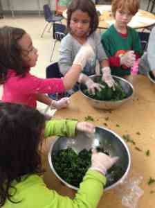 massaging kale salad