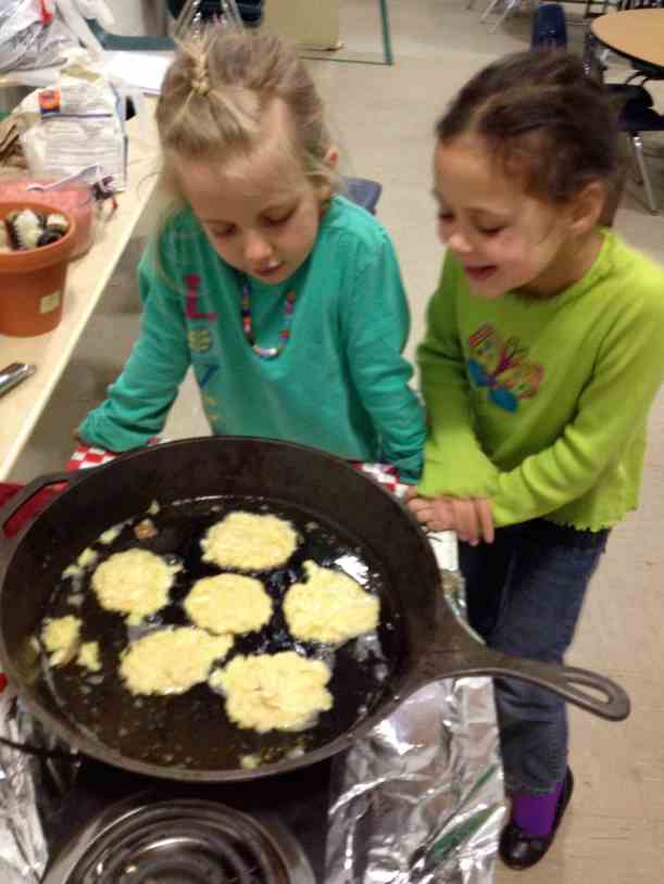 frying latkes
