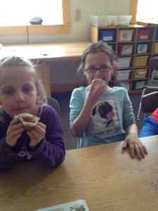 enjoying banana mufins