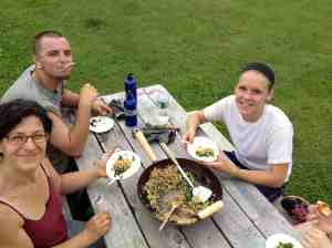 trying chard and rice stir fry