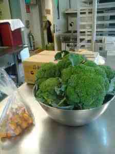 Garden produce in the school kitchen