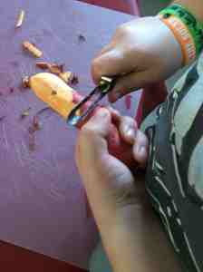 peeling sweet potatoes 