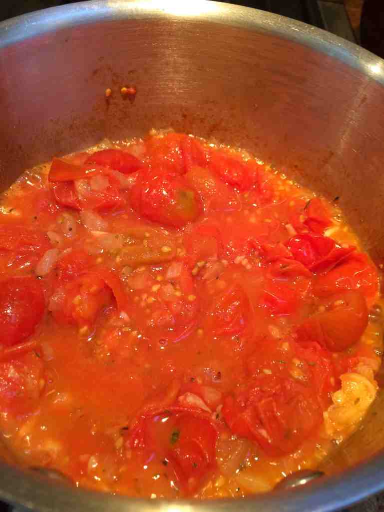 simmering last year's tomatoes