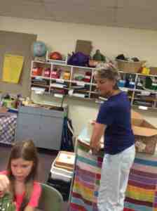 stuffing beans in jars